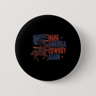 Maak Amerika Western Cowboy opnieuw Retro 4th of J Ronde Button 5,7 Cm