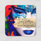 Maak Artist omhoog voeg QR Code en Sociale Media C Vierkante Visitekaartje (Voorkant)