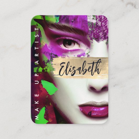 Maak Artist omhoog voeg QR Code en Sociale Media C Visitekaartje (Voorkant)