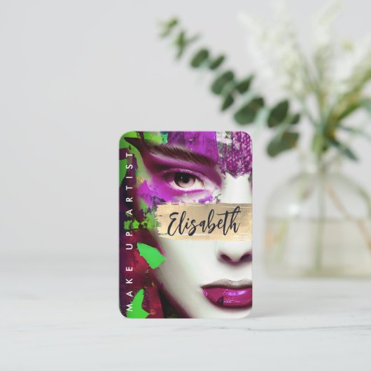 Maak Artist omhoog voeg QR Code en Sociale Media C Visitekaartje (Staand voorkant)