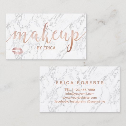 Maak artistiek Roos Gold Script elegant marmer Visitekaartje (Voorkant / Achterkant)