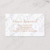 Maak artistiek Roos Gold Script elegant marmer Visitekaartje (Achterkant)