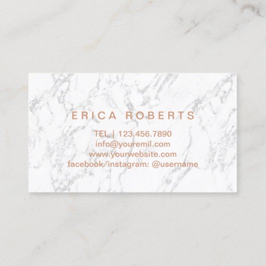 Maak artistiek Roos Gold Script elegant marmer Visitekaartje (Achterkant)