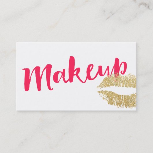 Maak artistieke Gold Lips Modern Red Script Plain Visitekaartje (Voorkant)