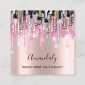 Maak artistieke nagels Logo Roos Glitter Gold Driv Vierkante Visitekaartje (Voorkant)