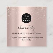 Maak artistieke nagels Logo Roos Glitter Gold Driv Vierkante Visitekaartje (Achterkant)