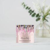 Maak artistieke nagels Logo Roos Glitter Gold Driv Vierkante Visitekaartje (Staand voorkant)