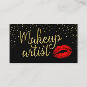 Maak artistieke rode lips modern Gold 3D script Visitekaartje