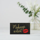 Maak artistieke rode lips modern Gold 3D script Visitekaartje (Staand voorkant)