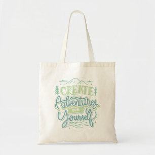 maak avonturen vintage stijl typografie wandelen tote bag
