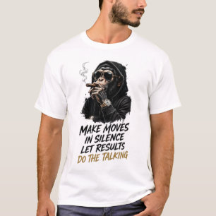 Maak Bewegingen in Stilte Monkey Streetwear Design T-shirt