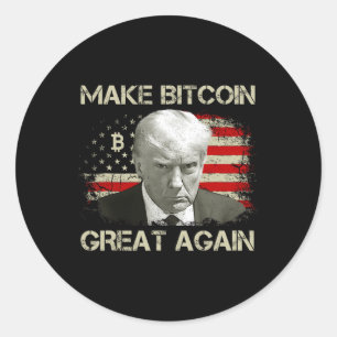 Maak Bitcoin weer geweldig Grappig Maga Pro Trump Ronde Sticker