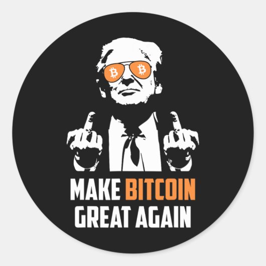 Maak Bitcoin weer geweldig Grappig Maga Pro Trump Ronde Sticker (Voorkant)