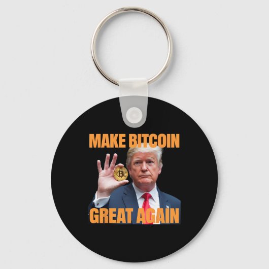 Maak Bitcoin weer geweldig Grappige Trump Bitcoin Sleutelhanger (Voorkant)