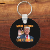 Maak Bitcoin weer geweldig Grappige Trump Bitcoin Sleutelhanger (Voorkant)