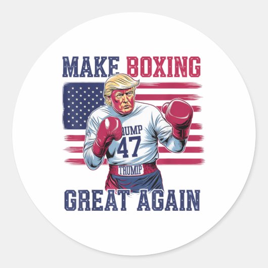 Maak boksen weer geweldig Grappige Boxer Fans T Ronde Sticker (Voorkant)
