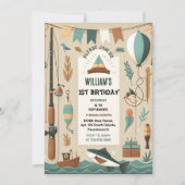 maak boot schattig jongen vis ofishally een 1e ver kaart (Voorkant)