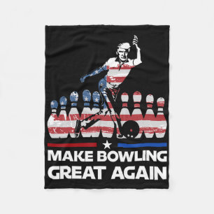 Maak Bowling Groots Again Grappig Trump Us Vlag Bo Fleece Deken