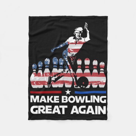 Maak Bowling Groots Again Grappig Trump Us Vlag Bo Fleece Deken (Voorkant)