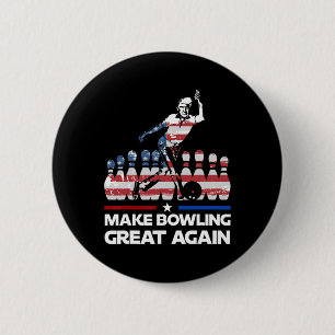 Maak Bowling Groots Opnieuw Grappig Trump Us Vlag Ronde Button 5,7 Cm
