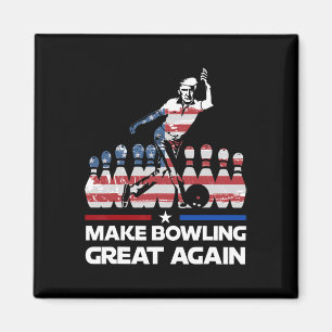 Maak Bowling Groots Opnieuw Grappige Trump Us Vlag Magneet