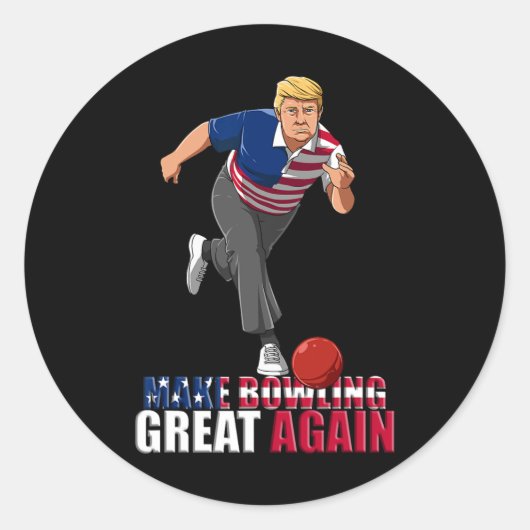 Maak Bowling weer geweldig - grappige Trump Bowlin Ronde Sticker (Voorkant)
