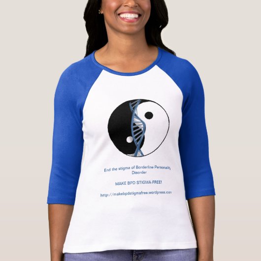 "Maak BPD Stigma-vrij!" Logo Baseball Jersey T-shirt (Voorkant)