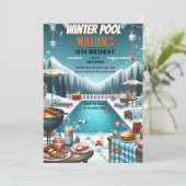 maak bruh Barbeque Winter Pool Party 13e verjaarda Kaart (Staand voorkant)