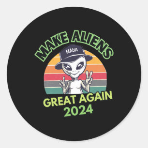 Maak Buitenaardse Wezens Groot Again Grappige Mega Ronde Sticker