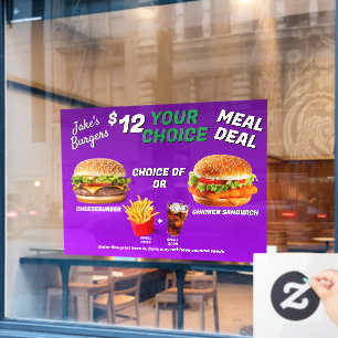 Maak Burger Restaurant Maaltijd Deal Promo aan Raamsticker