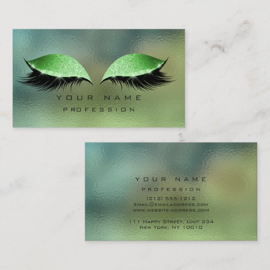 Maak Cali Green Greenery Makeup Lashes Glitter omh Visitekaartje (Voorkant / Achterkant)