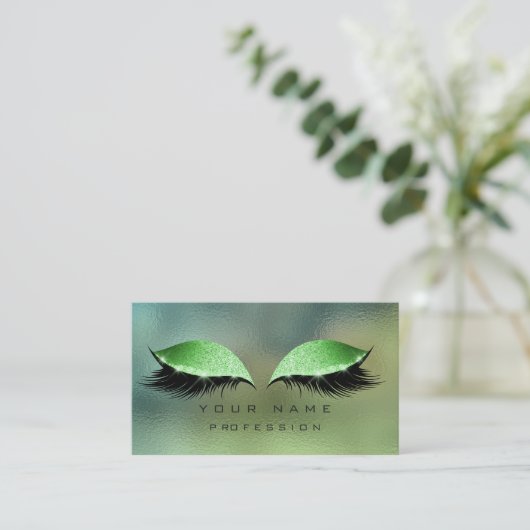 Maak Cali Green Greenery Makeup Lashes Glitter omh Visitekaartje (Staand voorkant)