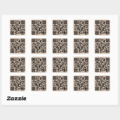 Maak Coffee Brown Aangepaste QR-code Websiteadres Vierkante Sticker (Vel)