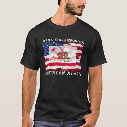 Maak commiefornia weer Amerikaans Stop communisme T-shirt (Voorkant)