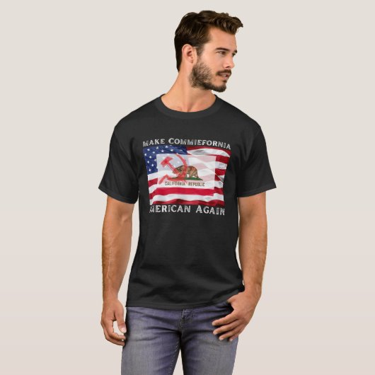 Maak commiefornia weer Amerikaans Stop communisme T-shirt (Voorkant volledig)