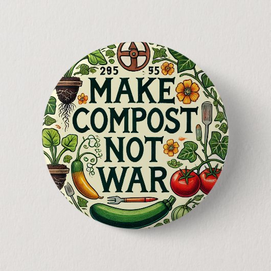 Maak compost niet oorlog ronde button 5,7 cm (Voorkant)