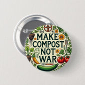 Maak compost niet oorlog ronde button 5,7 cm (Voorkant /achterkant)