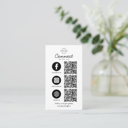 Maak contact met ons 3 QR Code Social Media Logo Visitekaartje (Staand voorkant)