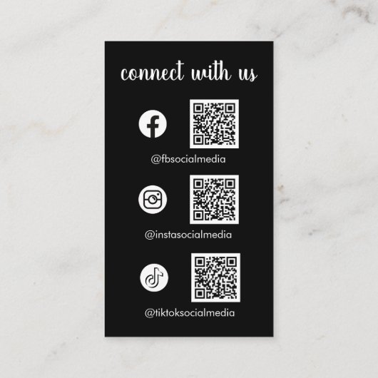 Maak contact met ons Custom Logo Social Media QR C Visitekaartje (Achterkant)