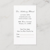 Maak contact met ons en Benoeming voor gezondheids Visitekaartje (Achterkant)