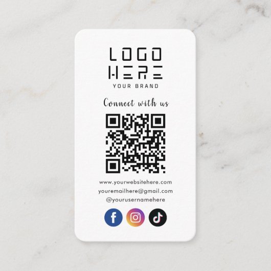 Maak contact met ons Facebook TikTok QR-code Informatiekaartje (Voorkant)