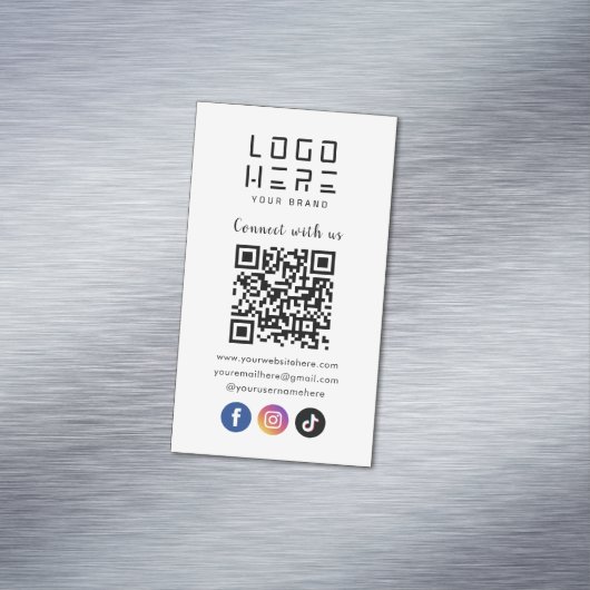 Maak contact met ons Facebook TikTok QR-code Magnetisch Visitekaartje (Voorbeeld)