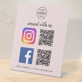 Maak contact met ons Instagram Facebook QR Code Pi Reclamebord Met Voetstuk
