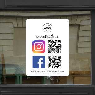 Maak contact met ons Instagram Facebook QR Code Wh Raamsticker