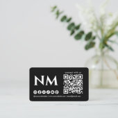 Maak contact met ons Logo Monogram Qr Code Visitekaartje (Staand voorkant)