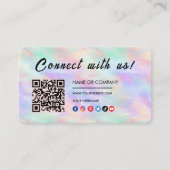 Maak contact met ons Logo Qr Code Iridescent Stijl Visitekaartje (Voorkant)