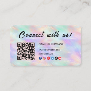 Maak contact met ons Logo Qr Code Iridescent Stijl Visitekaartje