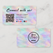 Maak contact met ons Logo Qr Code Iridescent Stijl Visitekaartje (Voorkant / Achterkant)