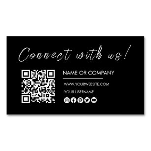 Maak contact met ons Logo Qr Code Minimalist Black Magnetisch Visitekaartje