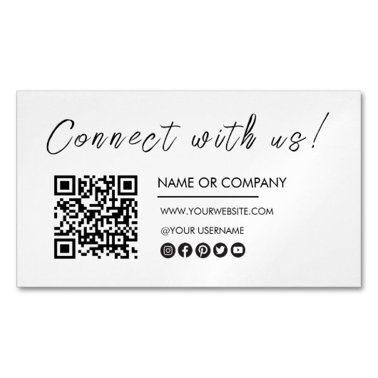 Maak contact met ons Logo Qr-code Minimalistisch w Magnetisch Visitekaartje (Voorkant)